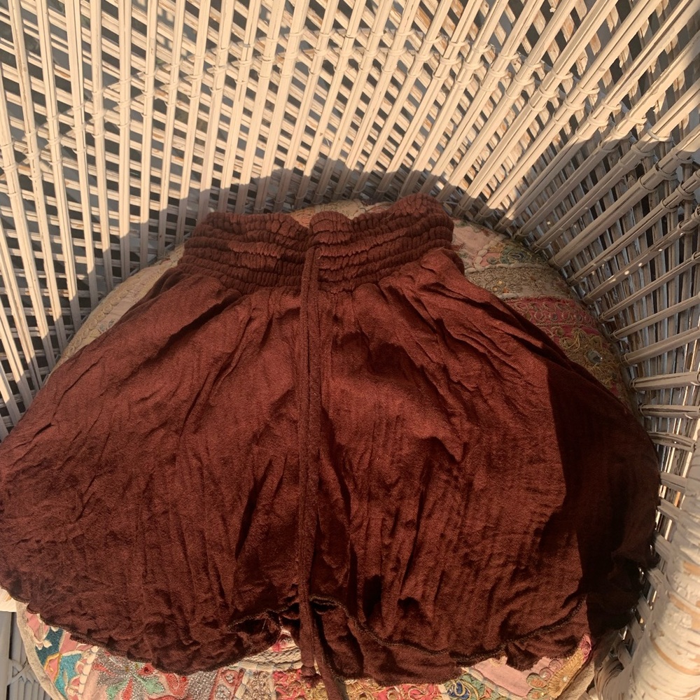 Women's Gardenbelle Shop Smocked-Waist Brown Cotton shorts